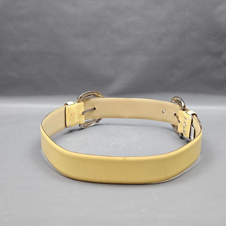 Dolce Gabbana Womens Belt Size 32 80 CM Yellow Leather Dual Buckle - Image 4 of 4