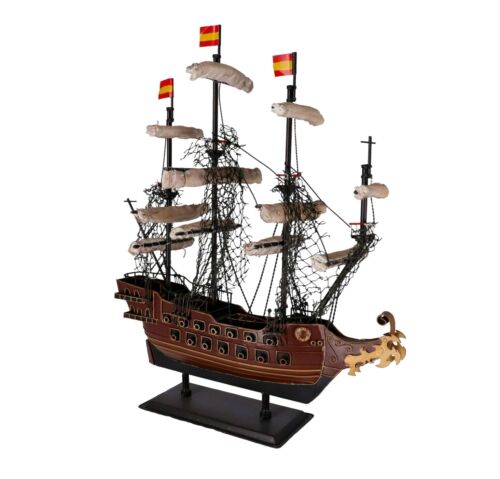 Modelo De Galeón Español Años 1700 1800 Barco de Metal Barco Antigua A Vela