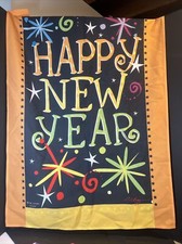 Happy New Year Yard Garden Flag 28" X 40" Excellent Shape Ombr 