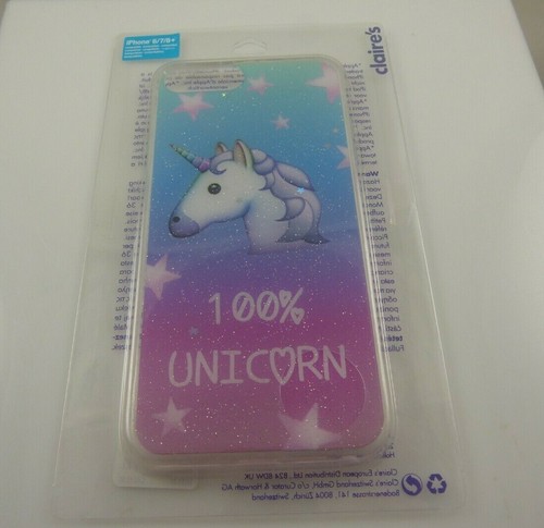 se adapta a iPhone 6 plus, 7 y 8 + plus funda de teléfono 100% unicornio brillo azul rosa estrella - Imagen 2 de 9