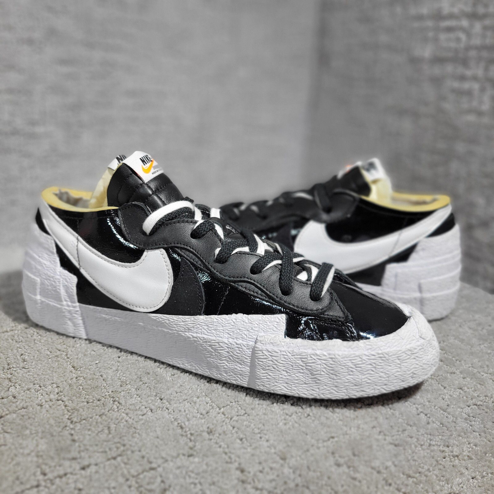 SACAI X NIKE Nike Blazer Low x KAWS x Sacai Uomo Taglie 13 US Nero Pelle Verniciata DD1877 200