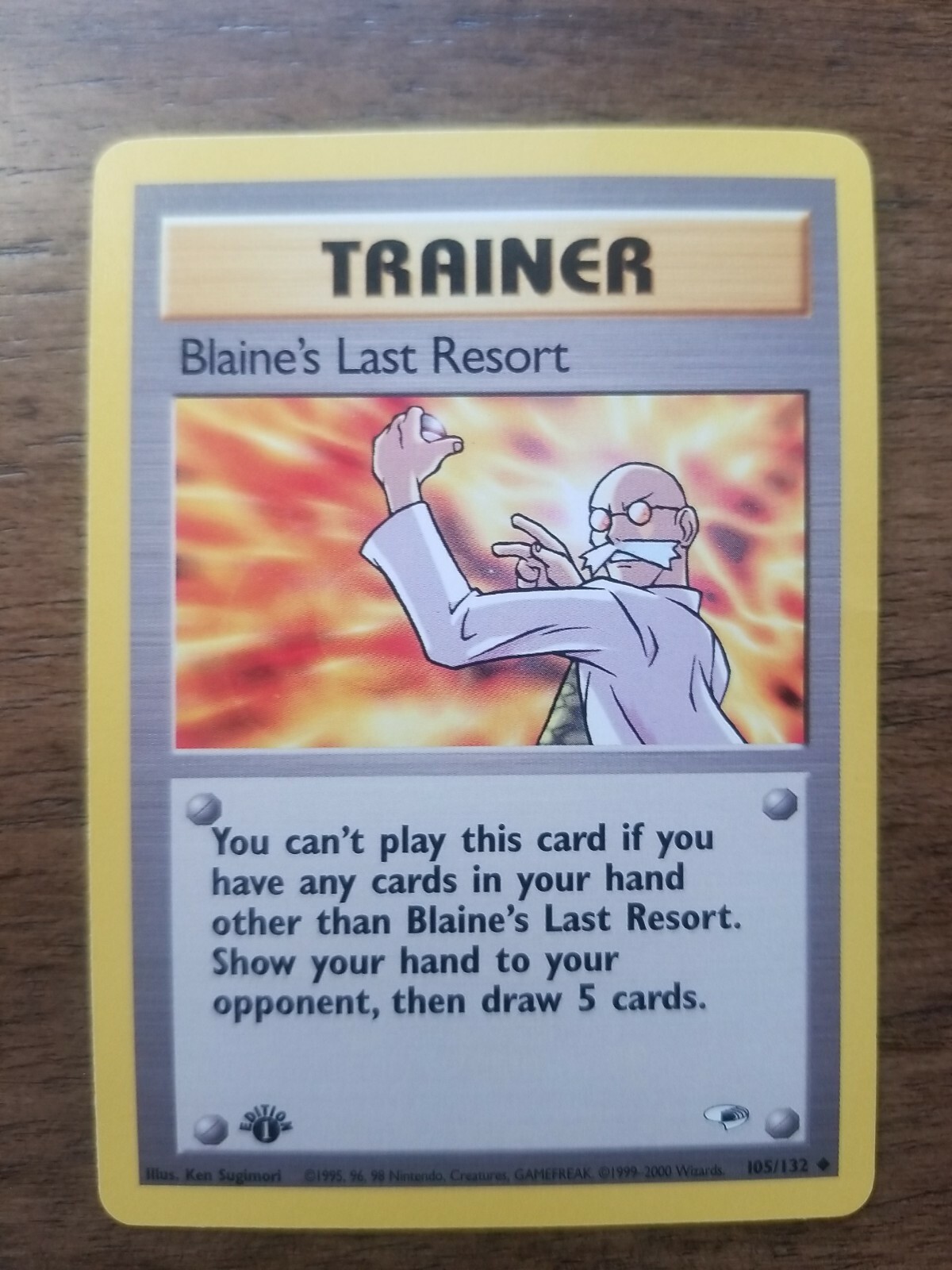 2000 Blaine's Last Resort 1st Edition Trainer Gym Heroes No 105/132 Vintage NM
