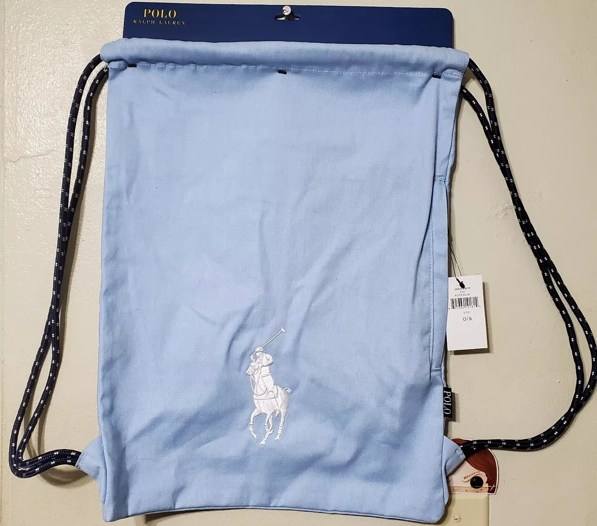 Polo Ralph Lauren Big Pony Canvas Drawstring Backpack gym beach school bag