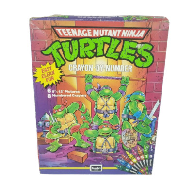 ROSEART TEENAGE MUTANT NINJA TURTLES VINTAGE 1989 CRAYON BY NUMBER NEW PACKAGE