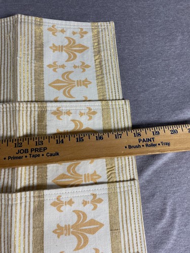 Set of 4 Fleur de Lis Gold Striped Backed Placemats 13 x 18" NEW - Picture 13 of 16