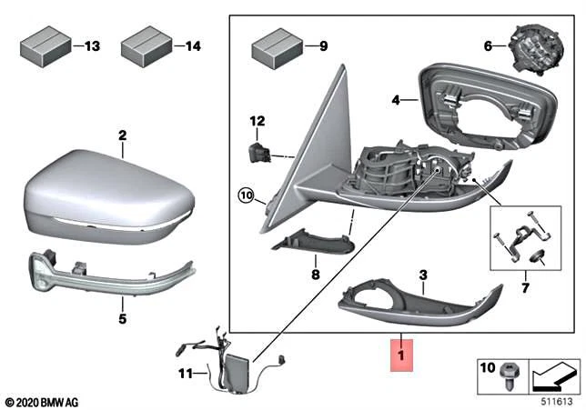 Genuine BMW M3 G20 318d 320d 320dX 320i Heated Outside Mirror