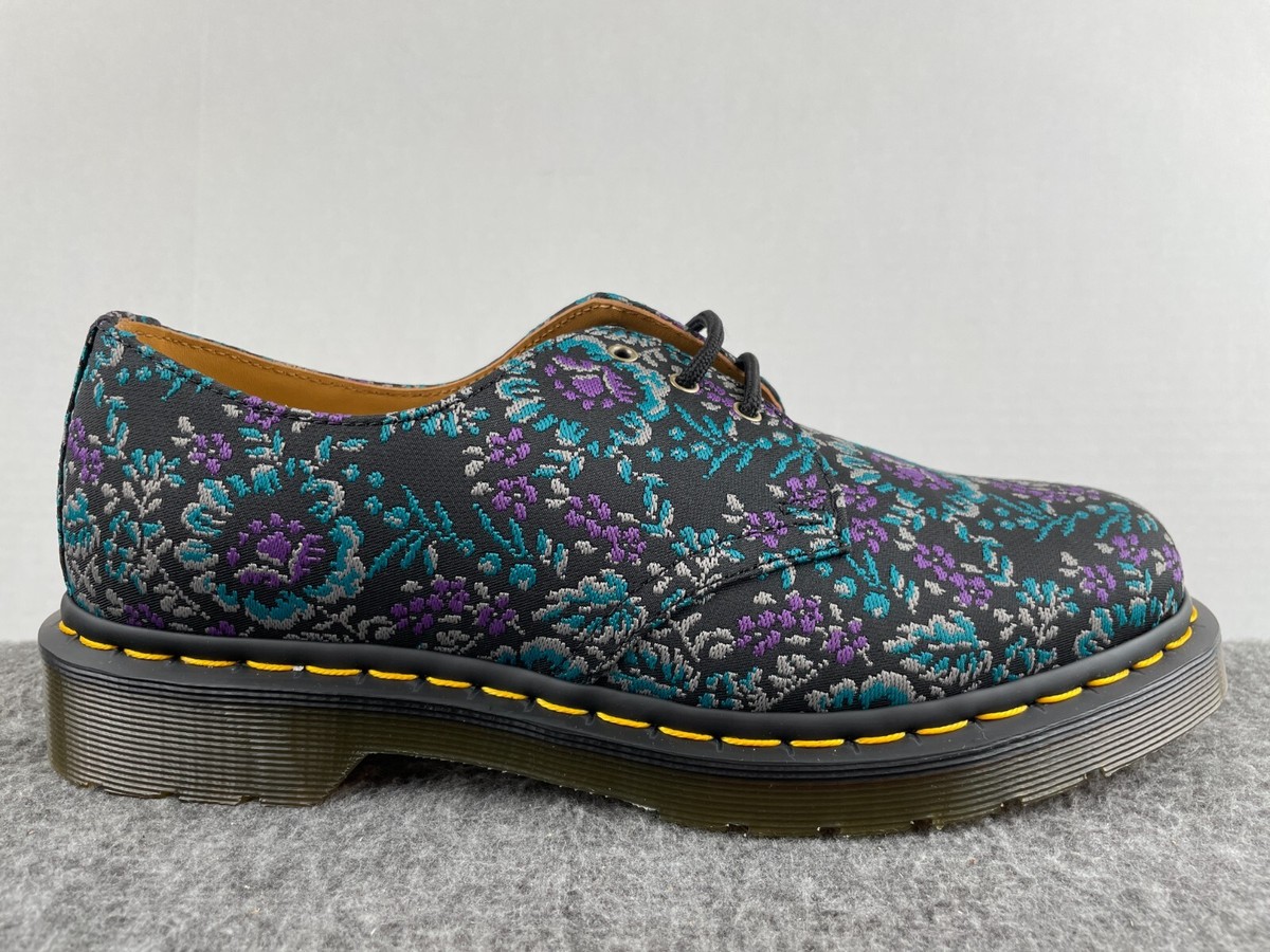 Dr. Martens 1461 Floral Jacquard Black Purple Blue Women's Shoes