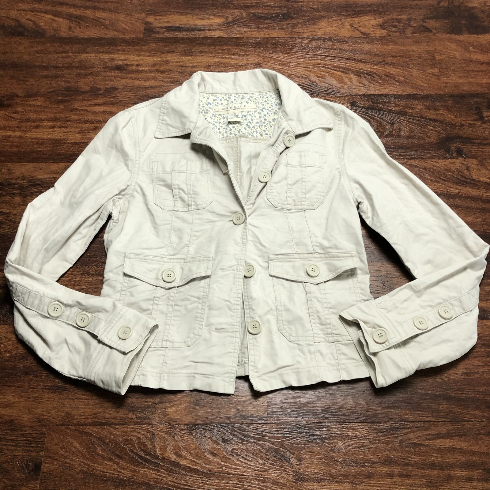 MAURICES Button Down Front Pockets Beige Basic Ja… - image 5