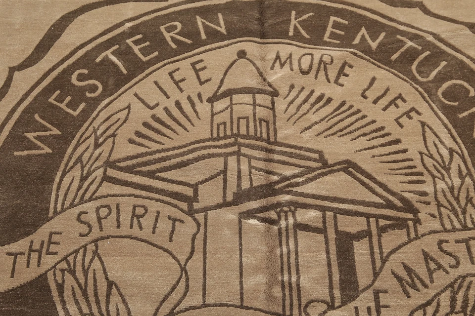 6' x 6' square hand knotted Tibetan Kentucky University Wool Area rug 6x6 Tan - Image 4 of 4