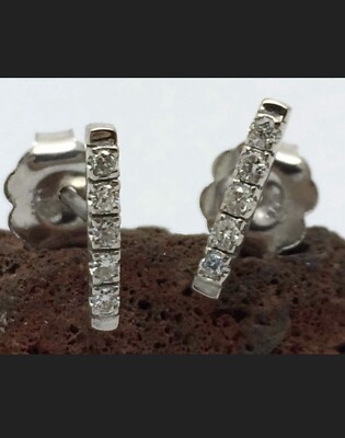 Vertikale Stab Ohrstecker natürlicher Diamant Akzent in 14 K Weißgold Si G 1,3 m