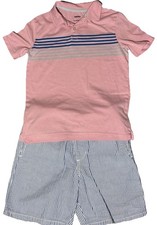 Sonoma Pink Striped Polo  Tommy Hilfiger Blue Shorts Set Boys M 10/12