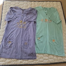 Vintage Island Dreams (3) Shirt Dress Women's One Size Blue/Lilac St Thomas USVI