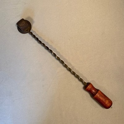 Vintage Cape Cod Fire Lighter Wand Twisted Iron Fireplace Starter Wood Handle