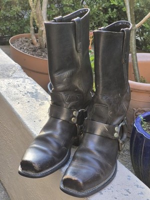 Sonora Black Leather Harness Biker Gothic Punk Rock Midi Boots 6. 5''