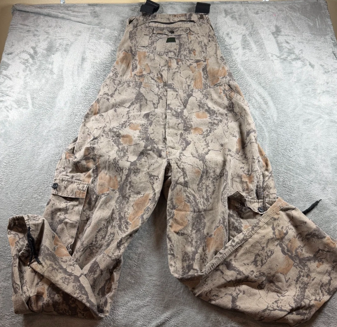 Liberty Camo Hunting Bib Overalls Mens 46 Regular Cargo Mossy Oak Style