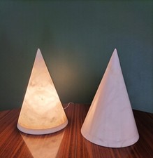 Coppia Di Lampade coniche in alabastro, vintage, anni '60