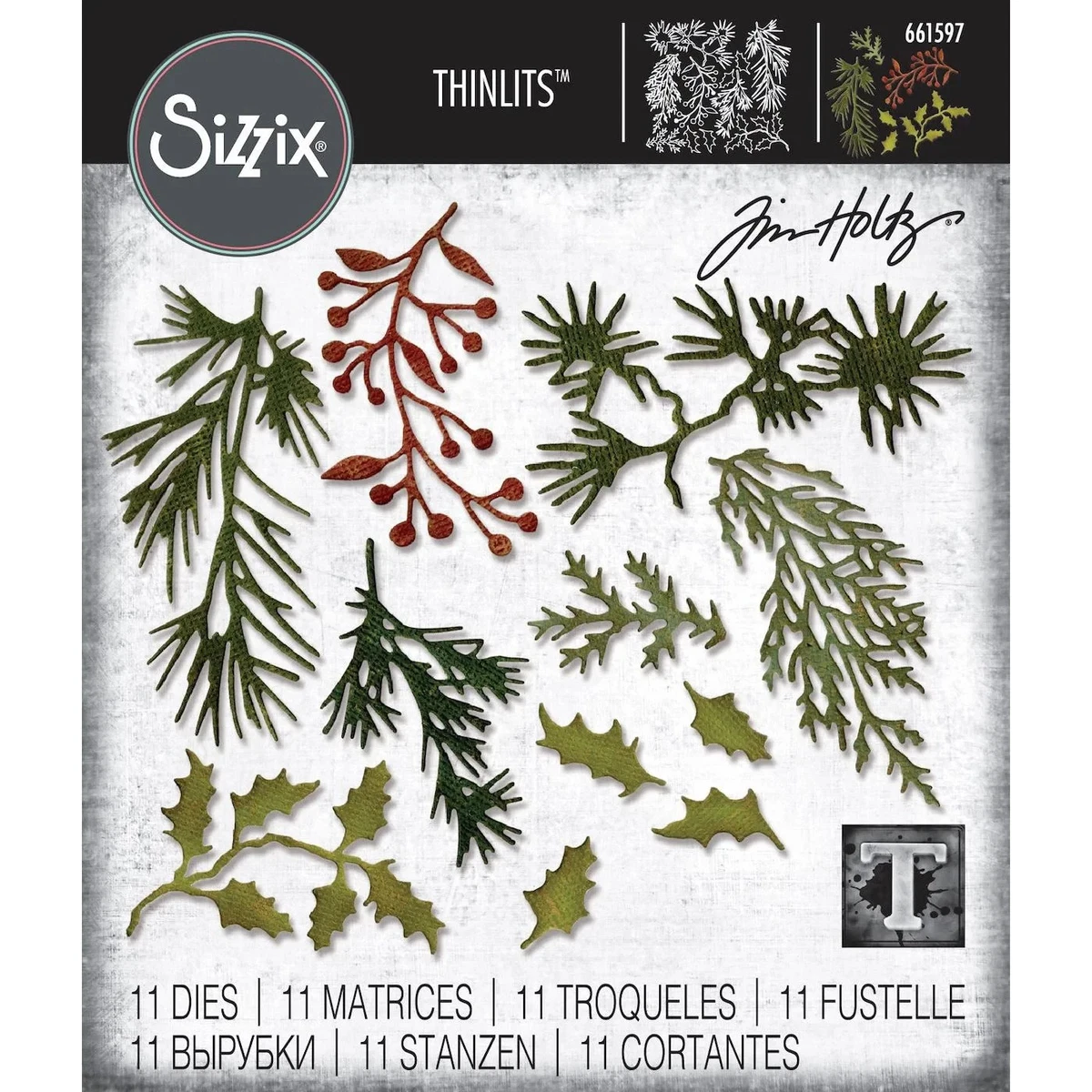 Troquel Thinlits Sizzix Tim Holtz 'Tallos De Flor Silvestre #3' - Set De 5 Unidades Para Manualidades Y Scrapbooking