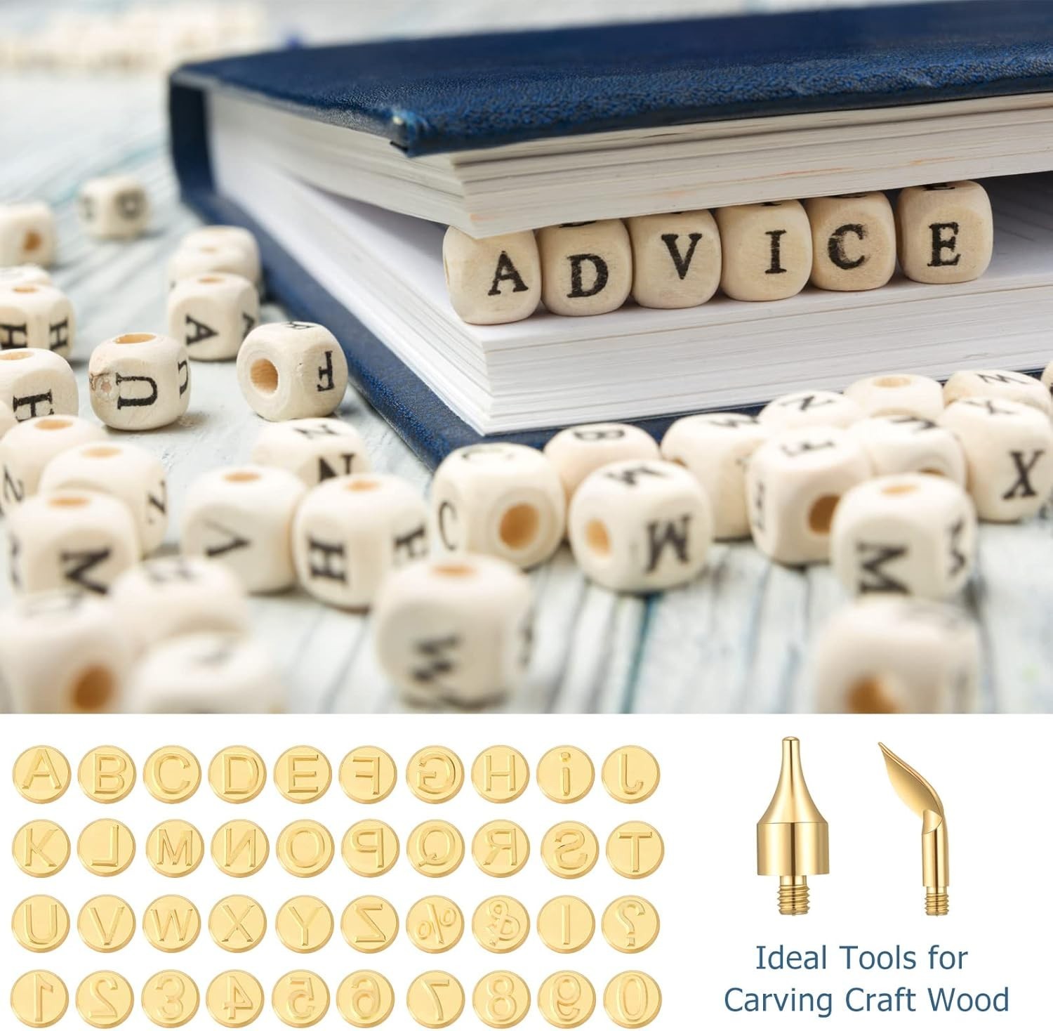 Lothee 43 Pcs Wood Burning Tips Kit, Wood Burning Letters Numbers Alphabet Stamp