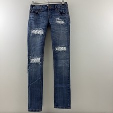 FREE PEOPLE Size 25 SEQUINS DISTRESSED LIGHT WASH DENIM JEANS LOW WAIST