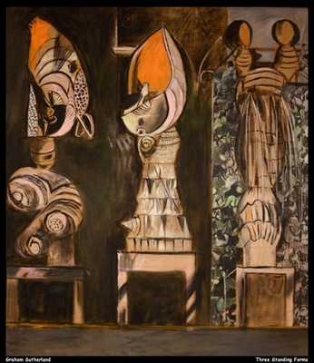 Graham Sutherland Drei stehende Formen O 1 Vintage Kunstdruck Poster Wanddeko A