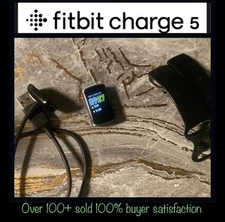 Fitbit Charge 5 Fitness Sleep Tracker (black) Display Model+Cord & Band Tested ✅