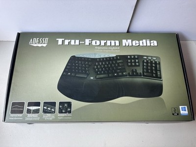NEW Adesso Tru-Form Contoured Ergonomic Media Keyboard PCK-208B (USB And PS/2)