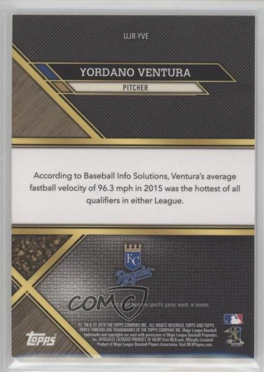 2016 Topps Triple Threads Unity Single Jumbo Relics /36 Yordano Ventura #UJR-YVE - Image 2 of 2