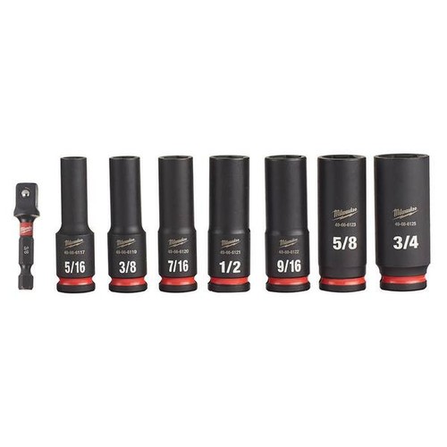 Milwaukee 49-66-7024 SHOCKWAVE Impact Duty 3/8" Drive SAE Deep 6Pt Set, 8Pc