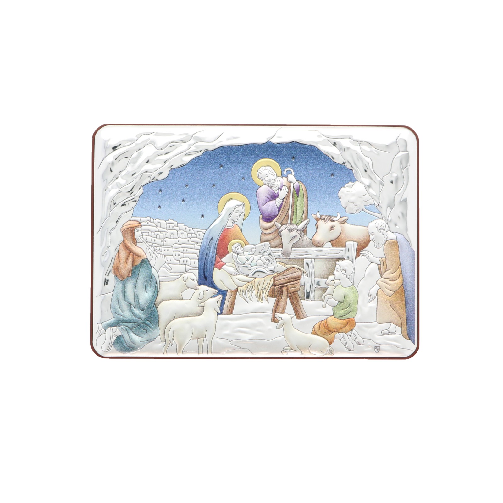 Crèche de Noël en cadre religieux de 14x10cm pour décoration chrétienne chrétienne