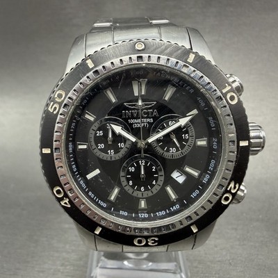 Invicta Specialty Chronograph Watch Men 45mm Black Dial Steel Date 1203 New Batt