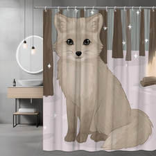 Fox Shower Curtain Winter Forest Cartoon Animal Print