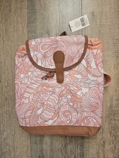 Abstract Peach/Pink Drawstring Snap Flap Canvas Mini Backpack