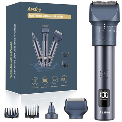 3-in-1 Professional Beard Trimmer & Hair Clippers Set for Men, IPX7 Waterproo...