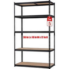 Adjustable 5-Tier Garage Storage Rack Metal Storage Shelving Unit 2000LBS Load