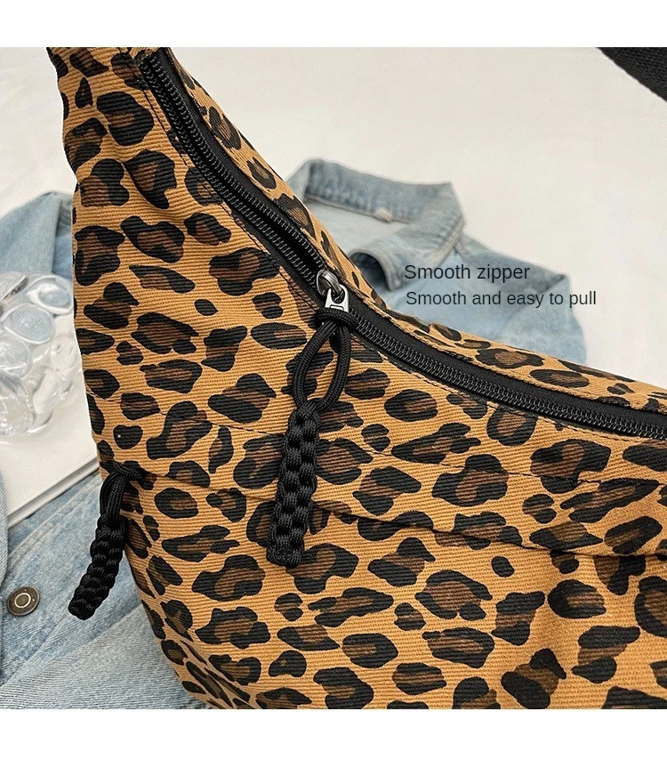 Bolso Hobo Clásico Bronceado Estampado Leopardo Slouchy Media Luna Bandolera Cartera de Hombro Foto 3 de 4