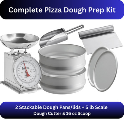 Pizza Dough Prep Bundle 2x Dough Pans/Lids + Scale, Scoop & Cutter   Pro Kit