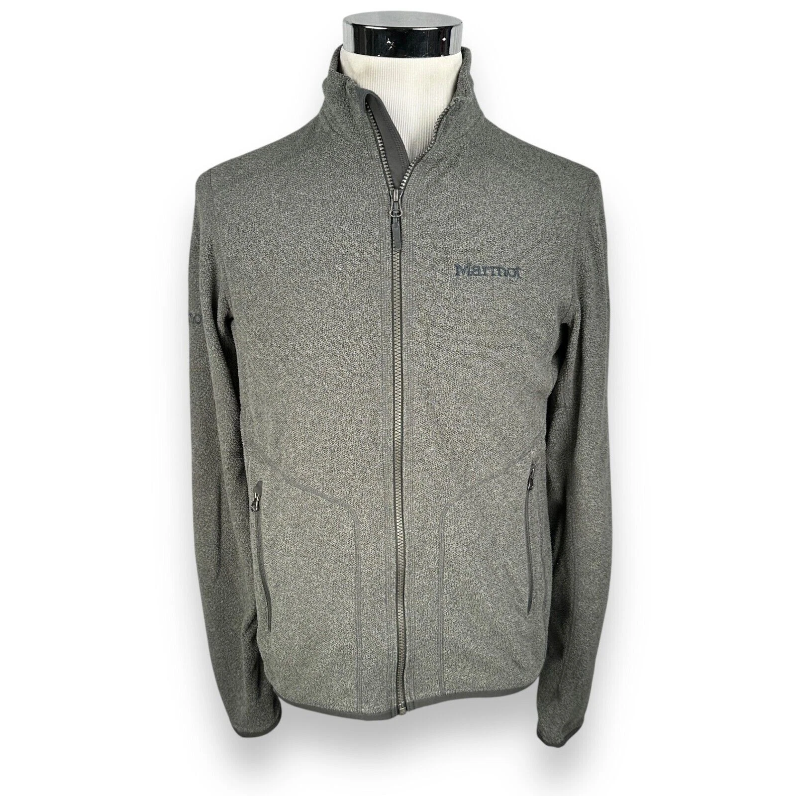 Marmot Fleece Jacket Men’s Small Gray Long Sleeve Side Full Zip Classic Pockets