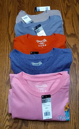 NWT Lot (5) Blessed Girl Women's Long Sleeved T-Shirts (Size-Large) Variety NEW