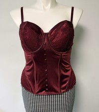 Plus Size Corset Top 1X Lace Up Back Satin Bustier Goth Gothic Dark Fairy Maroon