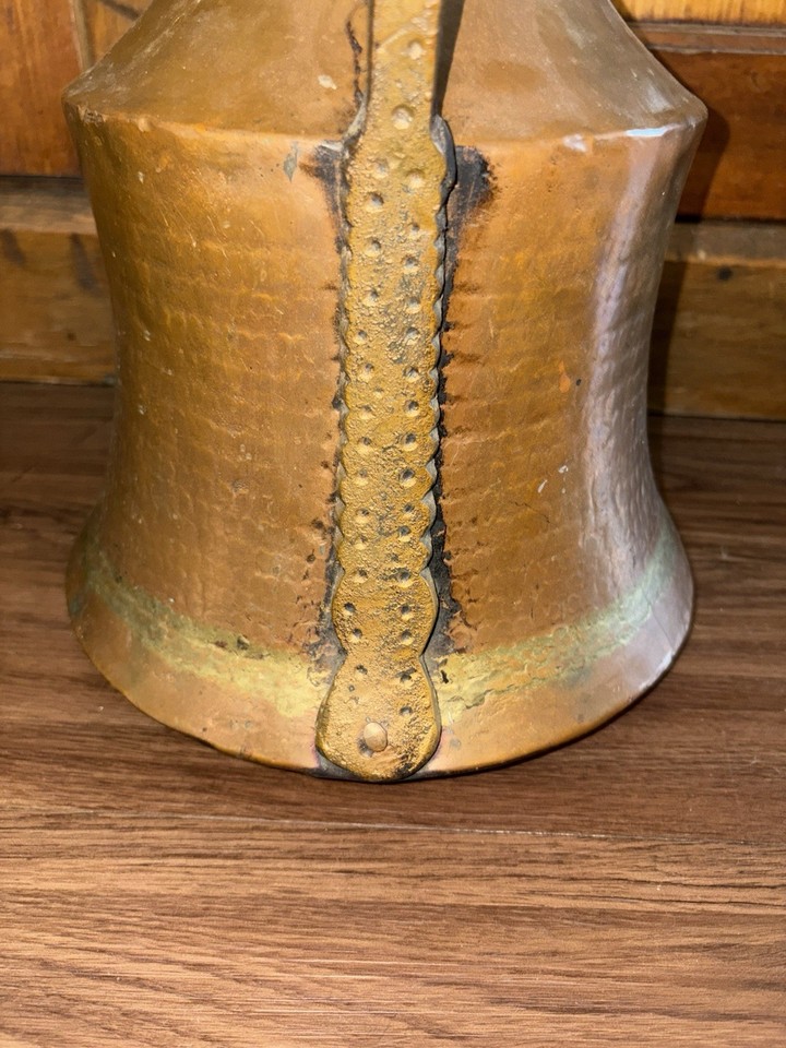 Antique Rockingham Pitcher Vintage Antique LARGE 16” Copper Primitive Hand Forged & Hammered ...