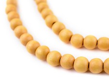 Yellow Round Natural Wood Beads 8mm Large Hole 16 Inch Strand