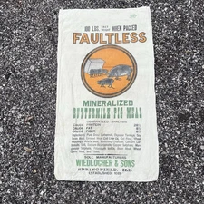 EUC Vintage Faultless Mineralized Buttermilk Pig Meal 100lb Feed Sack