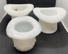 Lot of 3 Vintage Opalescent Milk Glass Hat Buttons Diamond Point Westmoreland