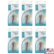 6-Count Nail Clippers W/ File Precision Steel Fingernail Cutter Straight Edge US