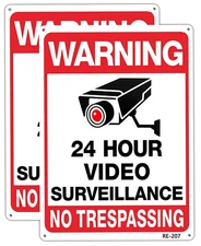 Warning Security Cameras in Use 24 Hour Video Surveillance Sign No Trespassing