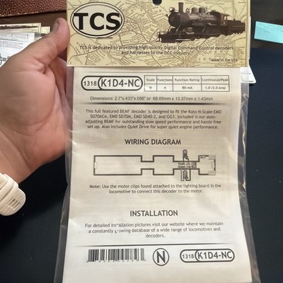 TCS 1318 K1D4-NC | Kato Athearn N Scale Decoder | New | Train Control Systems