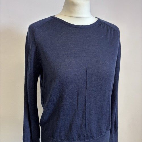 Jigsaw Wool Jumper Size Small Navy Blue Classic Minimal Simple 100% Wool - Picture 2 of 10