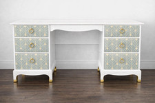 Stag Mid-century Dressing Table Office Desk. Painted Decoupage Upcycled Redesign