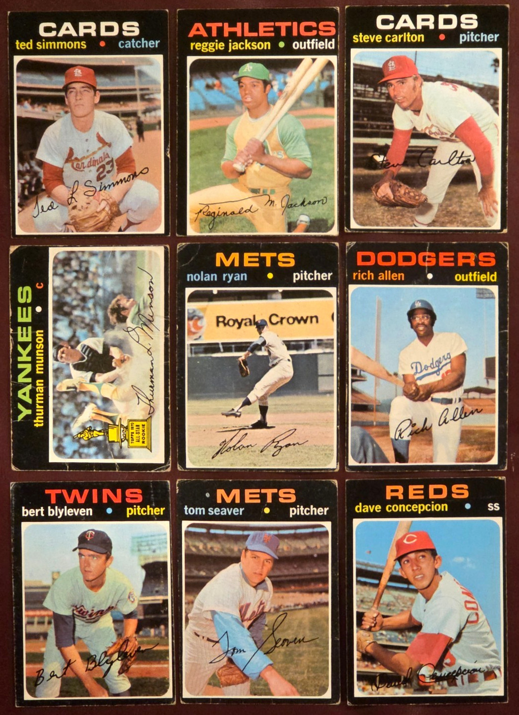 1971 Topps HOF Lot (9) Baseball Cards - Low to Mid Grade, Free Shipping
