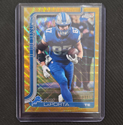 Topps Chrome 2025 Sam LaPorta Detroit Lions TE #100 Gold Refractor 12/50